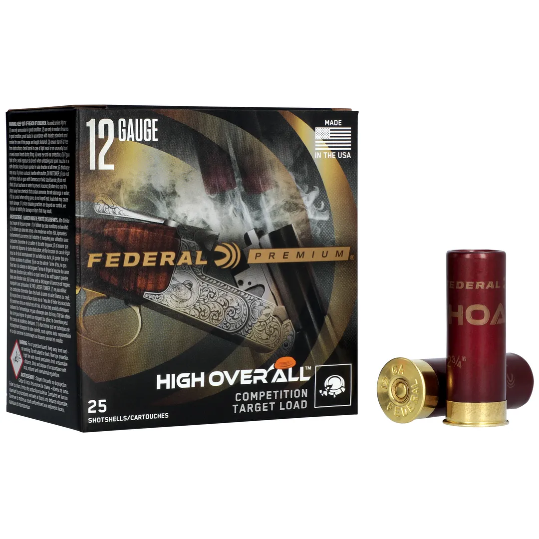Federal Premium High Over All 12 Gauge 2.75" #8 Lead Target Loads – 25 Rounds Competition Ammo