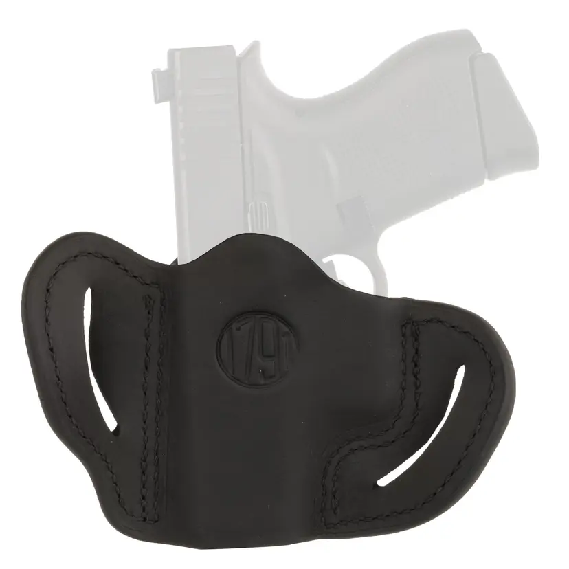 1791 Gunleather BHC Optic Ready OWB Belt Holster for Sub-Compact Pistols, Stealth Black Matte Leather, Right Hand - 1