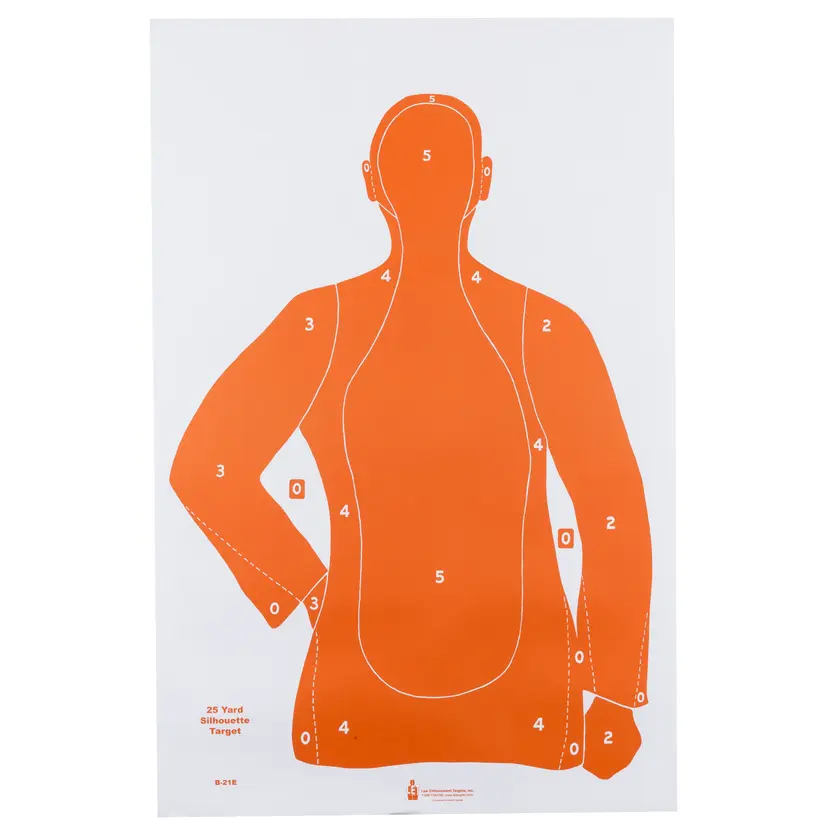 Action Target B-21E Orange Qualification Paper Targets 23"x35" 25 Yard Silhouette 100 Pack - 1