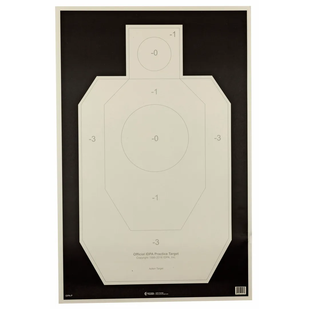 Action Target IDPA-P Official Practice Targets 23x35 Inch Black/White – 100 Pack