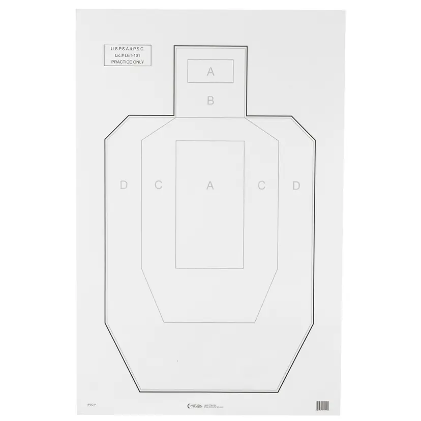 Action Target USPSA IPSC-P Official Practice Paper Targets 23x35 Inch White/Black 100 Pack - 1