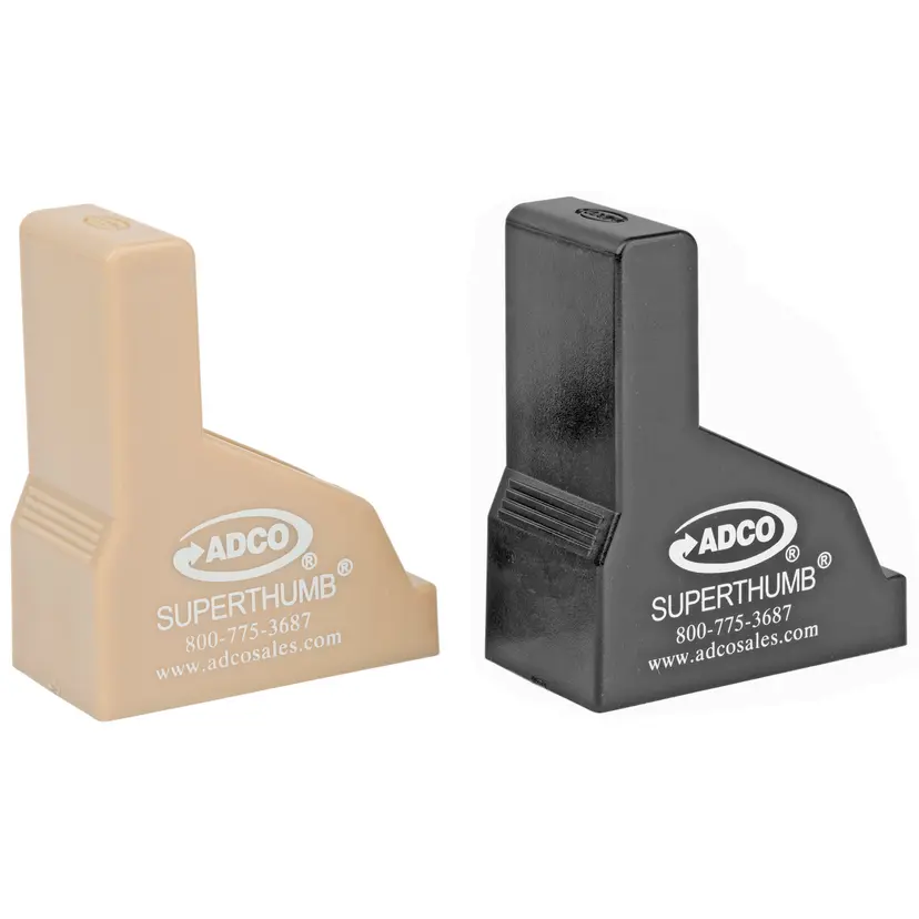 ADCO Super Thumb Loader Pair for 9mm-40SW Magazines, Black and Tan – Mag Loader/Unloader Set - 1