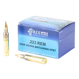 ADI .223 Remington 69gr Sierra MatchKing HPBT Brass Ammunition 20 Rounds - 1