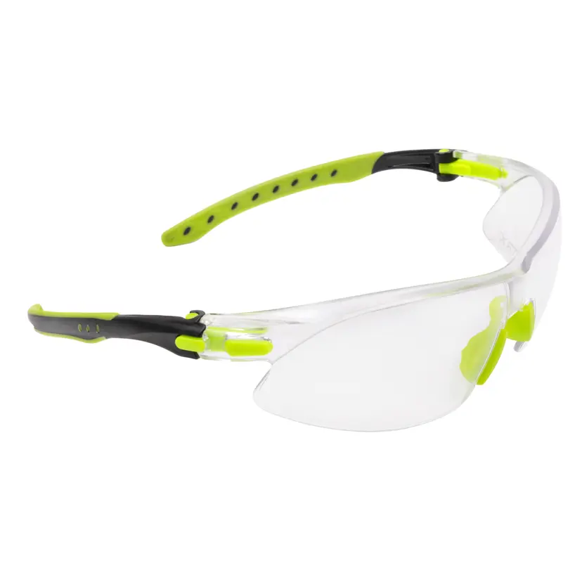 Allen ULTRX Keen Compact Safety Glasses, Anti-Fog Anti-Scratch, Black Lime Green Frame, Clear Lens - 1
