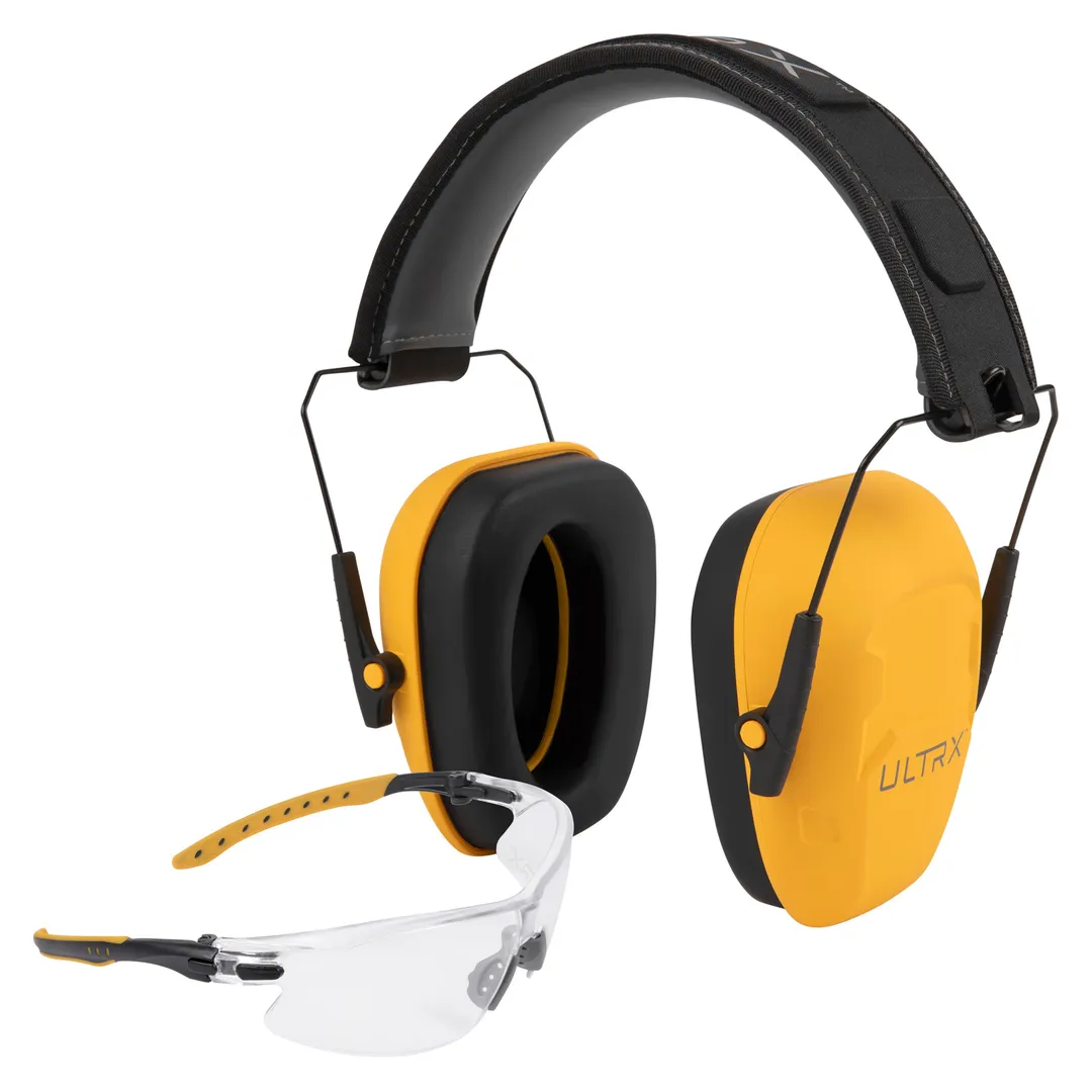 Allen ULTRX Shield Combo Yellow – Hearing Protection Earmuff NRR 23dB & Anti-Fog Shooting Glasses, ANSI Z58 Rated