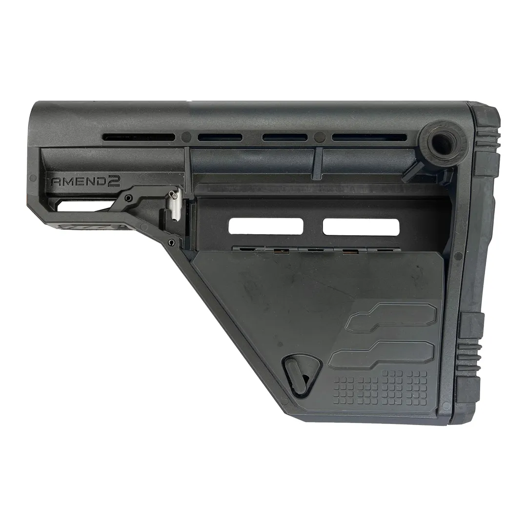 Amend2 Modular AR-15 Mil-Spec Stock – M-LOK Compatible, Lower Storage, Black