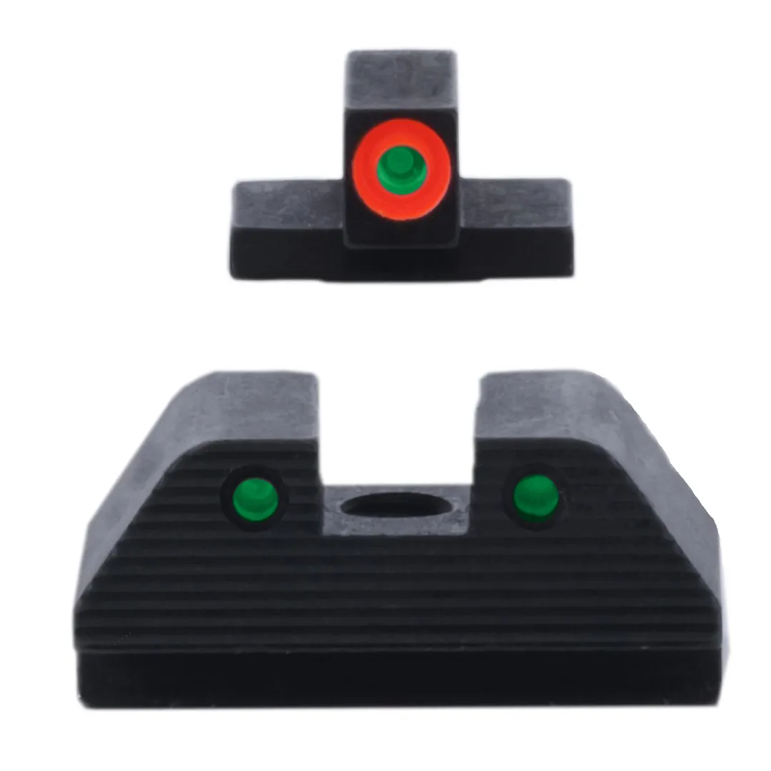 AmeriGlo Trooper Night Sight for Smith & Wesson M&P M2.0 – Green Front Orange Outline, Matte Black