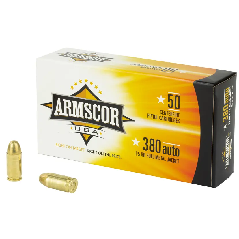 Armscor 380 ACP 95 Grain FMJ Ammunition 50 Rounds | Reliable Handgun Ammo - 1