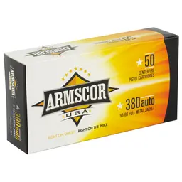 Armscor 380 ACP 95 Grain FMJ Ammunition 50 Rounds | Reliable Handgun Ammo - 2