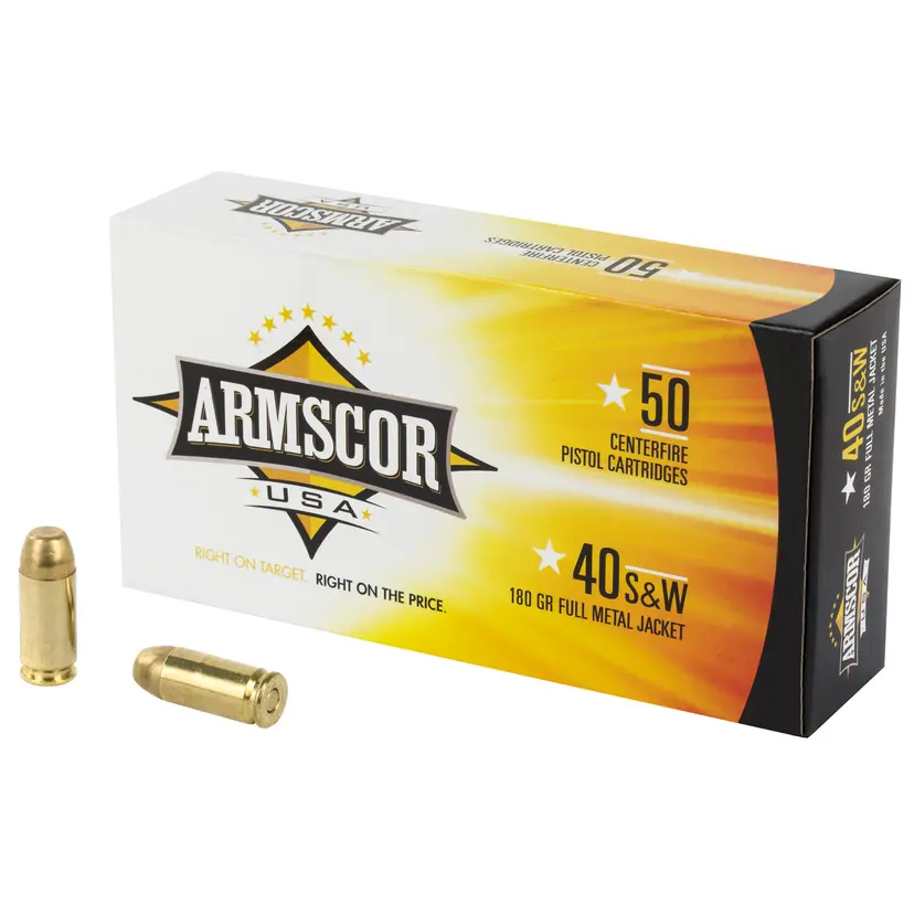 Armscor 40 S&W 180 Grain FMJ Ammunition – 50 Rounds Full Metal Jacket - 1