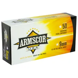 Armscor 9mm 115 Grain FMJ Ammunition – 50 Round Box - 2