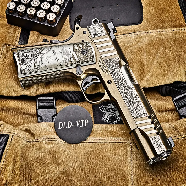 Auto Ordnance 1911A1 .45ACP Trump Gold Cerakote - 1
