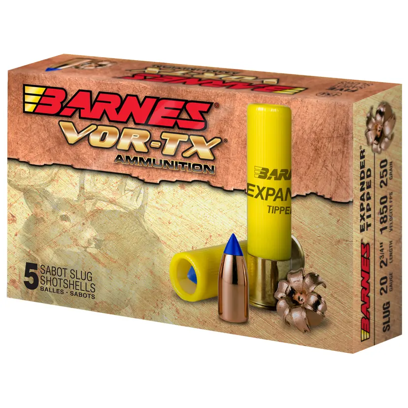 Barnes VOR-TX 20 Gauge 2.75" 250gr Slug Shotshells – 5 Round Box - 1
