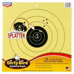 Birchwood Casey Dirty Bird 25 Yard Pistol Targets 12" – 12 Pack Slow Fire Shooting Practice - 1