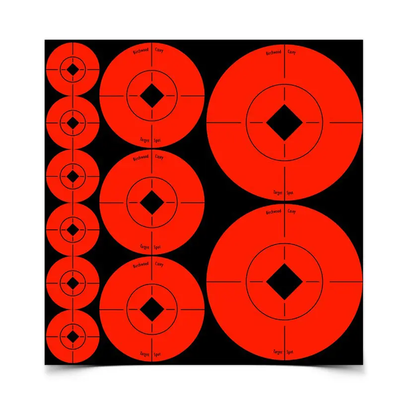 Birchwood Casey Target Spots Assortment – 100 Round Adhesive Shooting Targets, Mixed Sizes - 1