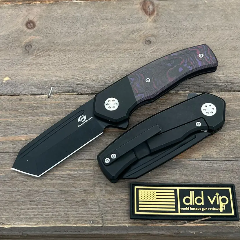 Beans Blades Mini Warrior Folder T/E Black PVD Handles RK08G-Purple Inlay Black PVD M390 Blade - 1