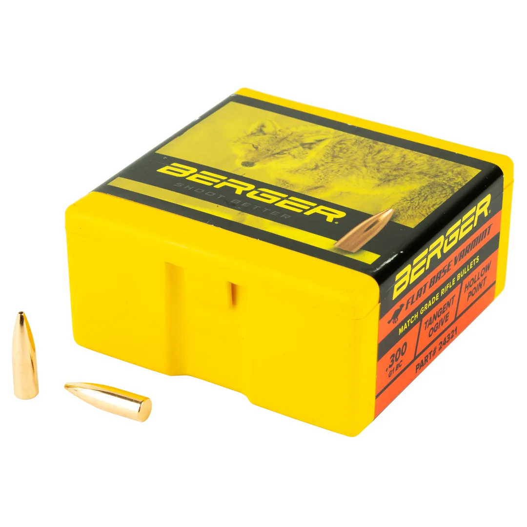 Berger .243 Cal 80 Grain FB Varmint Bullets 100 Count – Flat Base Hollow Point for 6MM/243 Winchester Reloading