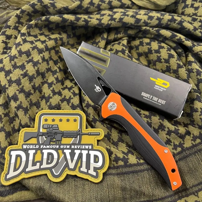 Bestech Knives Komodo Liner Lock Knife Black / Orange G-10 (3.5" Black) - 1