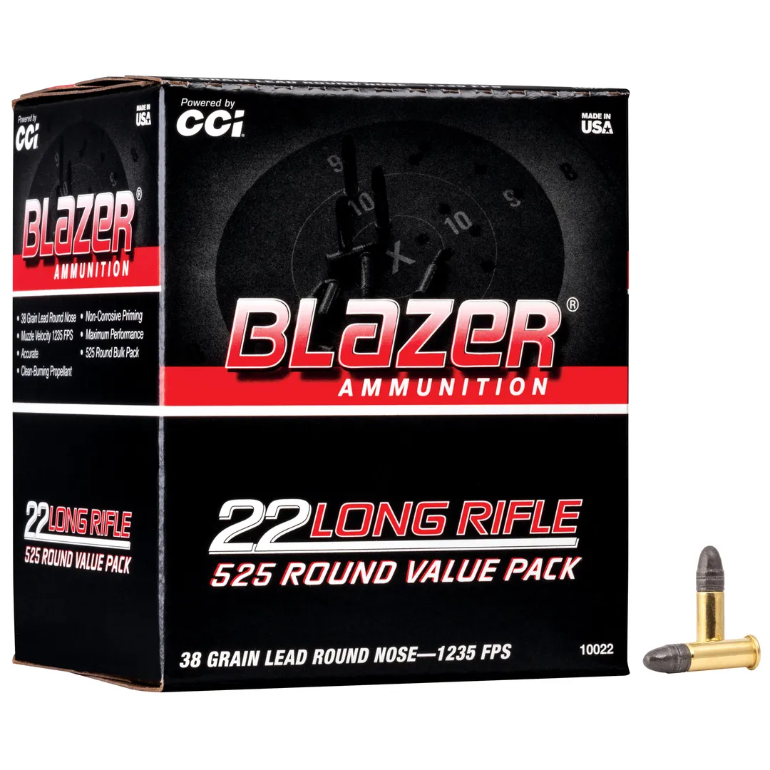 Blazer 22LR 38 Grain Lead Round Nose Ammunition – 525 Rounds Bulk Box