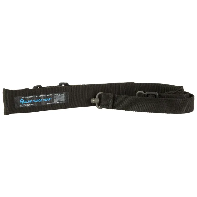 Blue Force Gear Vickers Padded 2-Point Combat Sling with Push Button Swivels, Black, 54" Adjustable - 1