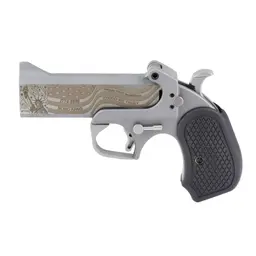 Bond Arms 250th Rough Series Derringer 45 Colt/410 2.5in Chamber 4.25in Engraved Flat Barrel Stainless Silver Black B6 Grips 2rd Trigger Guard - 2