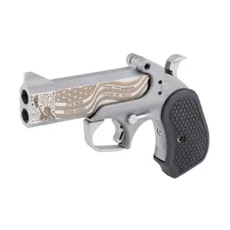 Bond Arms 250th Rough Series Derringer 45 Colt/410 2.5in Chamber 4.25in Engraved Flat Barrel Stainless Silver Black B6 Grips 2rd Trigger Guard - 3