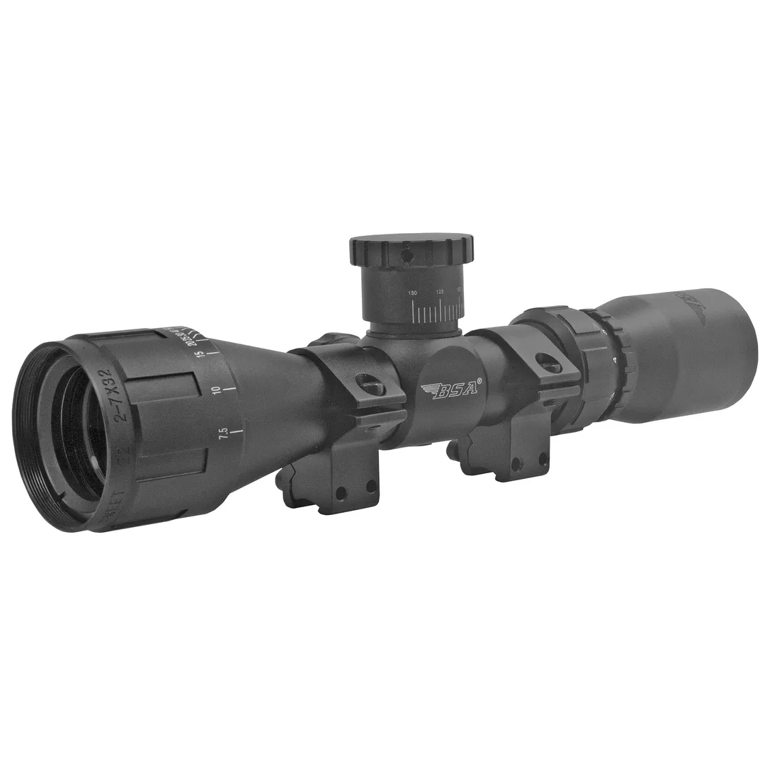 BSA Sweet 22 2-7x32 Rimfire Scope for 22LR, 30/30 Duplex Reticle, Black
