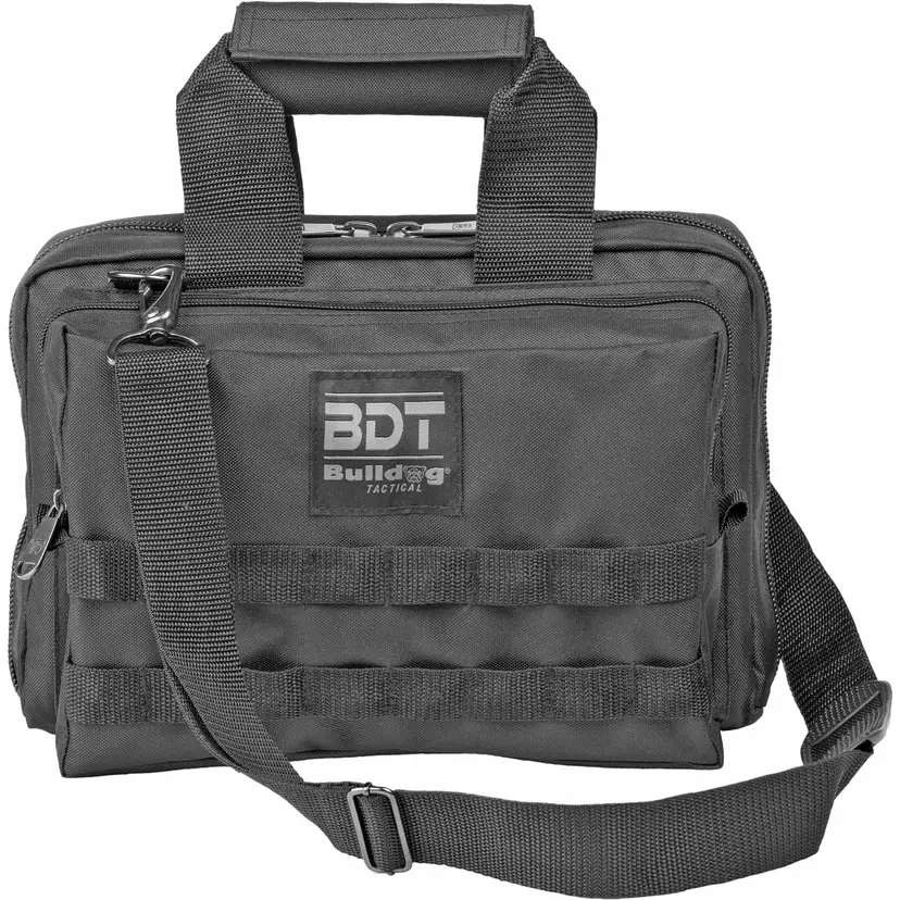 Bulldog Deluxe 2 Pistol Range Bag with Strap and MOLLE, Black – Soft Gun Case for Handguns - 1