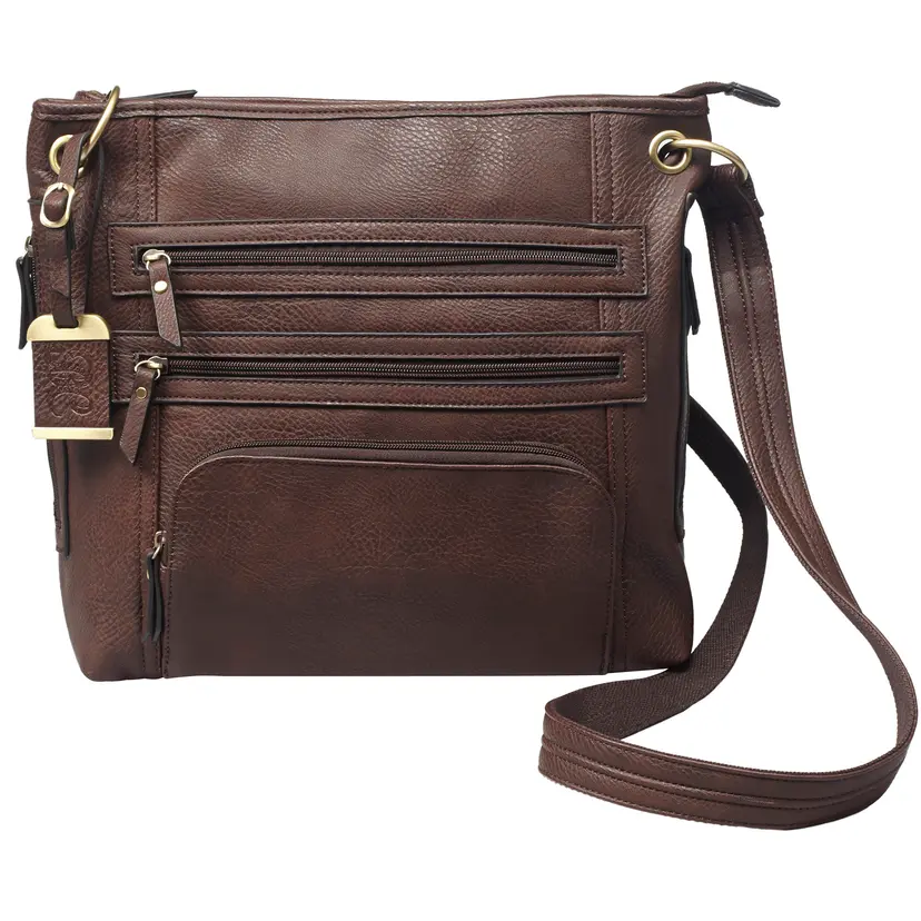 Bulldog Large Brown Leather Cross Body Purse Holster for Small Autos - 1