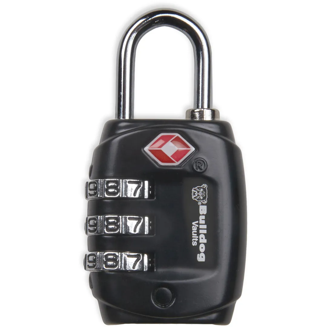 Bulldog TSA Lock with Steel Shackle, Black – Durable Travel Security, Non-California Compliant