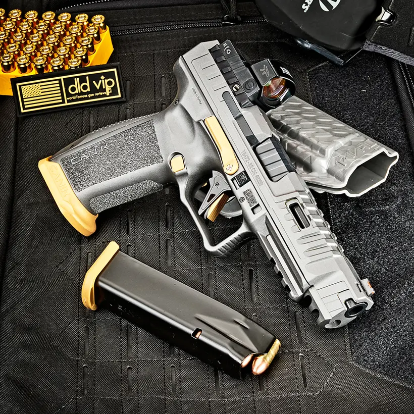 Canik SFX Rival 9mm 5" Gray/Gold Cerakote w/ MeCanik M02 - 1