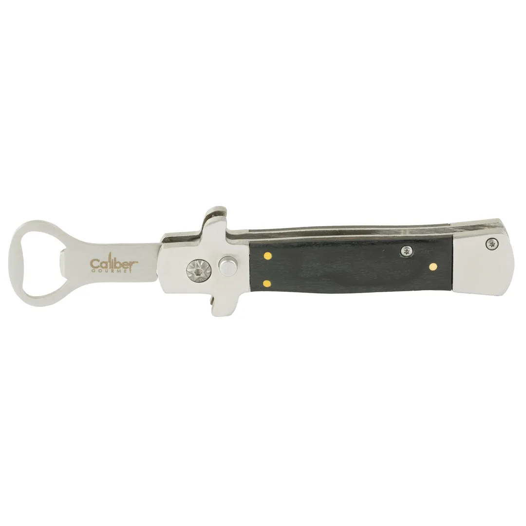 Caliber Gourmet Switchblade Bottle Opener – Black & Silver, CBG Caliber Style