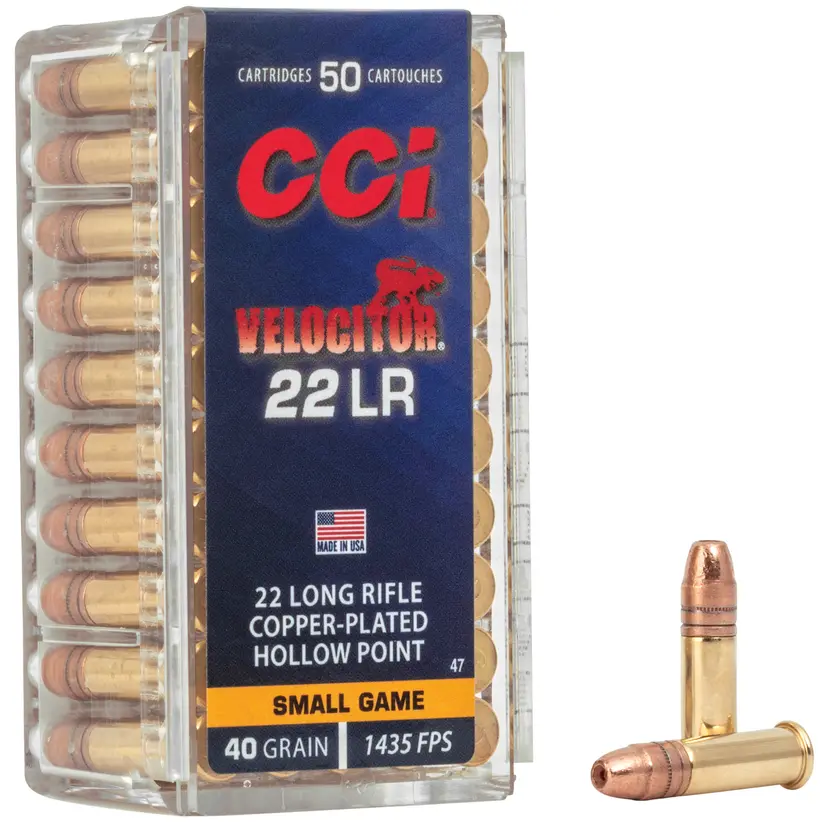 CCI Velocitor 22LR 40 Grain Hollow Point Ammunition – 50 Rounds - 1