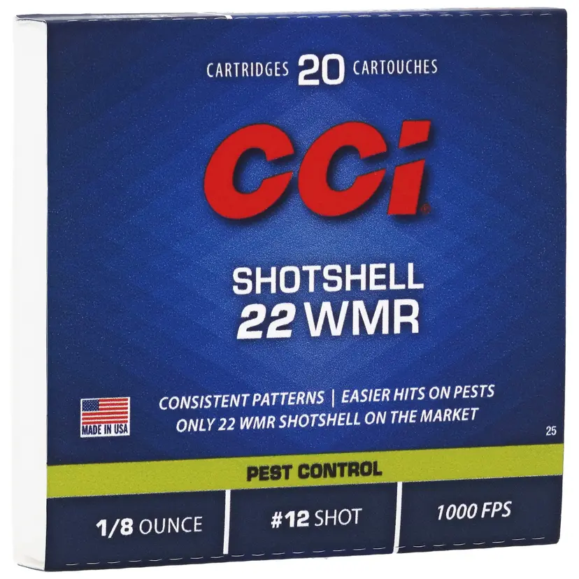 CCI 22WMR Shotshell Ammunition 52 Grain #12, 20 Rounds - 1