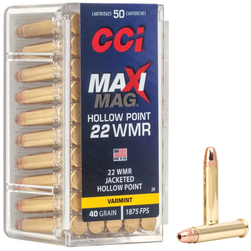 CCI Maxi-Mag 22WMR 40 Grain JHP Ammunition – 50 Rounds - 1