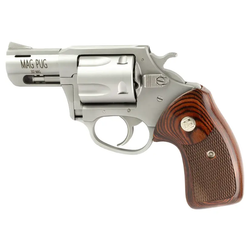 Charter Arms Mag Pug/Pit Bull Revolver 357 Magnum/9MM 2.2" Stainless Steel 5-Round Walnut Grip - 1