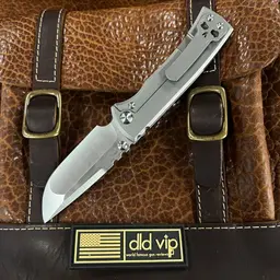 Chaves Ultramar Redencion Street Folding Knife Belt Satin Drop Point Blade Stonewashed Titanium Handles ST/RDP/SWTI/BF - 2