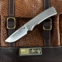 Chaves Ultramar Redencion Street Folding Knife Belt Satin Drop Point Blade Stonewashed Titanium Handles ST/RDP/SWTI/BF - 1