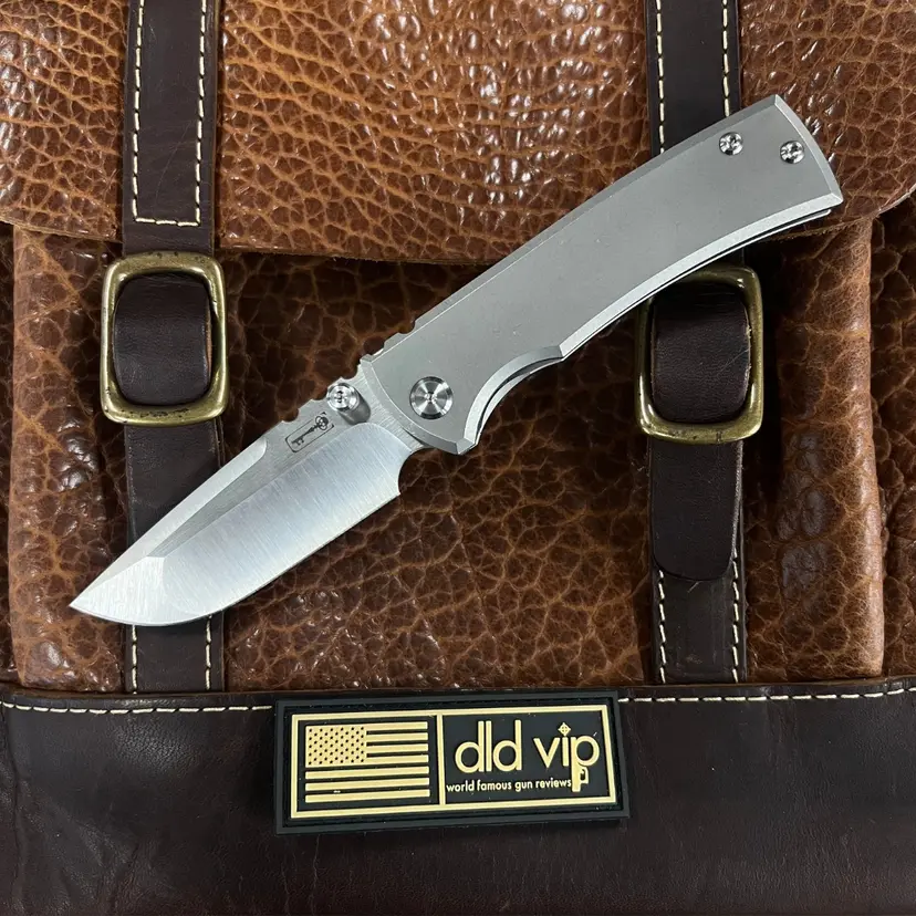 Chaves Ultramar Redencion Street Folding Knife Belt Satin Drop Point Blade Stonewashed Titanium Handles ST/RDP/SWTI/BF - 1