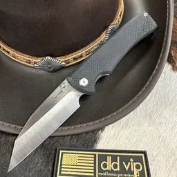 Chaves Ultramar Sangre 229 Framelock Folding Knife Belt Satin Wharncliffe Blade Black G-10 Show Side Stonewashed Titanium Lockside  229/SW/BG10/BF - 1