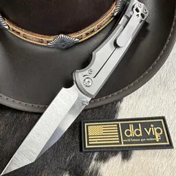 Chaves Ultramar Sangre 229 Framelock Folding Knife Belt Satin Wharncliffe Blade Black G-10 Show Side Stonewashed Titanium Lockside  229/SW/BG10/BF - 2