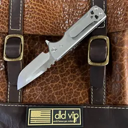 Chaves Ultramar T.A.K. Compound Grind Belt Satin Drop Point Blade with Stonewashed Titanium Handles TAK/RDP/SWTI/BF - 2