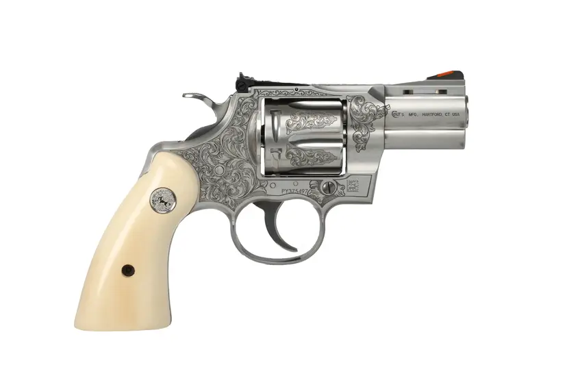 Colt Python .357 Magnum 2.5" Holly Grips Tyler Gun Works Engraved Premier Grade - 1
