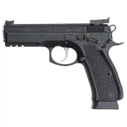 CZ Custom SP01 Accu Shadow 9mm 4.6" DA/SA Full Size Pistol, 19+1, Fiber Optic Sights, Black Aluminum Grips - 1