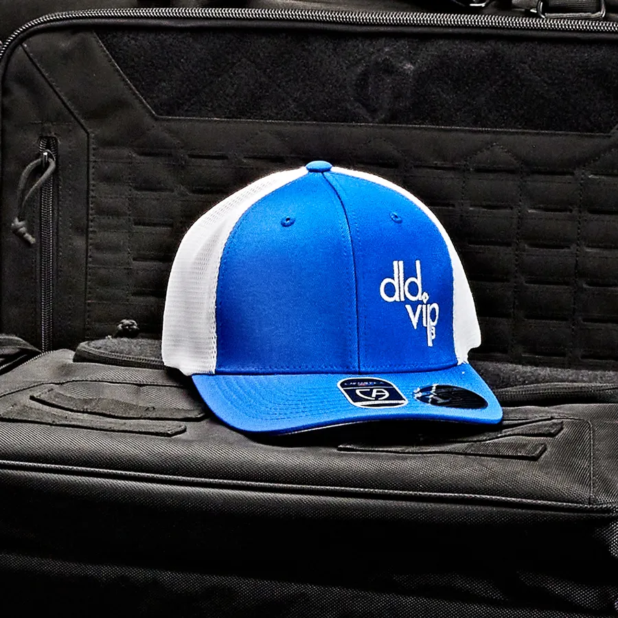 DLD VIP Royal Blue/White Poly Spandex Mesh Back Hat