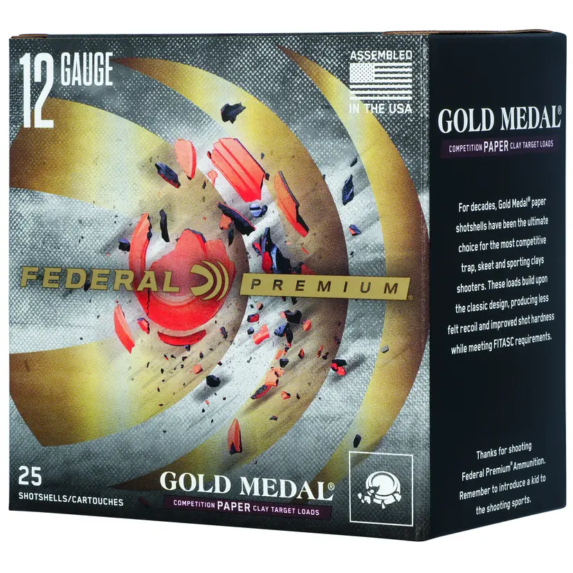 Federal Gold Medal 12 Gauge 2.75" #7.5 Shot 1oz 25 Rounds – Premium Target Ammunition - 1