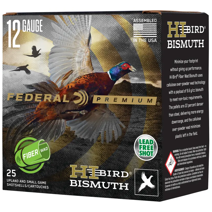 Federal Hi-Bird 12 Gauge 2.75" #5 Bismuth Shotgun Shells 1 1/4oz Fiber Wad 25 Rounds - 1