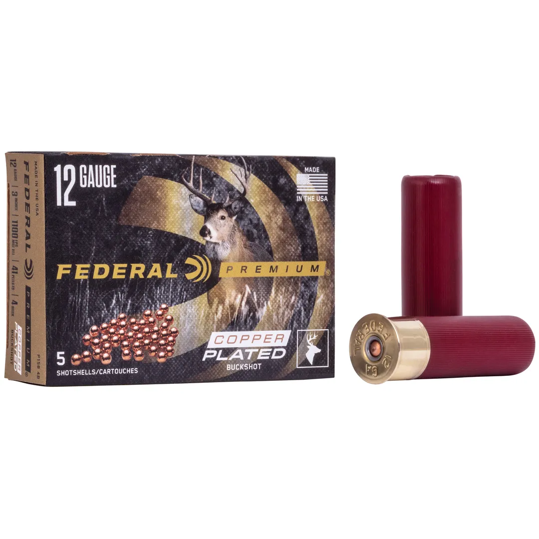 Federal Premium Vital Shok 12 Gauge 3" 4 Buckshot 2oz 41 Pellets 5 Round Box