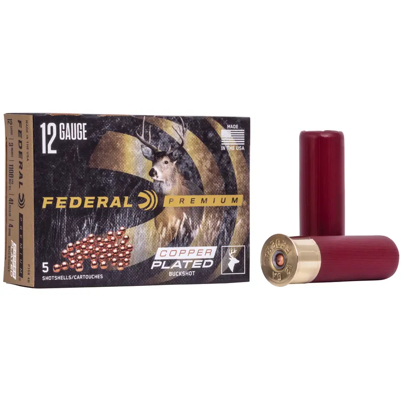 Federal Premium Vital Shok 12 Gauge 3" 4 Buckshot 2oz 41 Pellets 5 Round Box - 1
