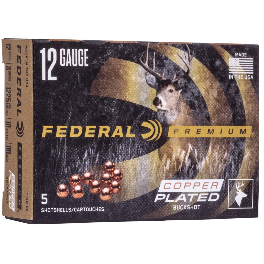 Federal Premium 12 Gauge 3" 00 Buckshot 15 Pellets Copper Plated 5 Round Box